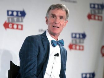 Bill Nye the Science Guy speaking at the 2016 Politicon at the Pasadena Convention Center in Pasadena, California.