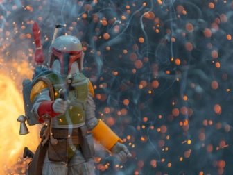 Experimenting with pyrotechnics and a Boba Fett figure