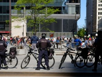 Chicago police on a sidewalk