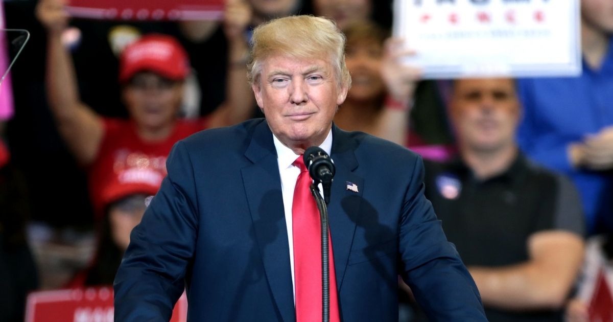 Donald Trump speaking with supporters at a campaign rally at the Phoenix Convention Center in Phoenix, Arizona.