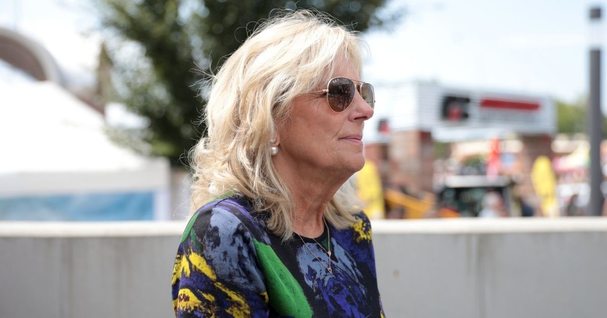 Former Second Lady of the United States Jill Biden at the Des Moines Register's Political Soapbox at the 2019 Iowa State Fair in Des Moines, Iowa.
