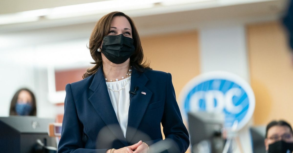 Vice President Kamala Harris listens during a briefing Friday, March 19, 2021, at the CDC Headquarters in Atlanta.