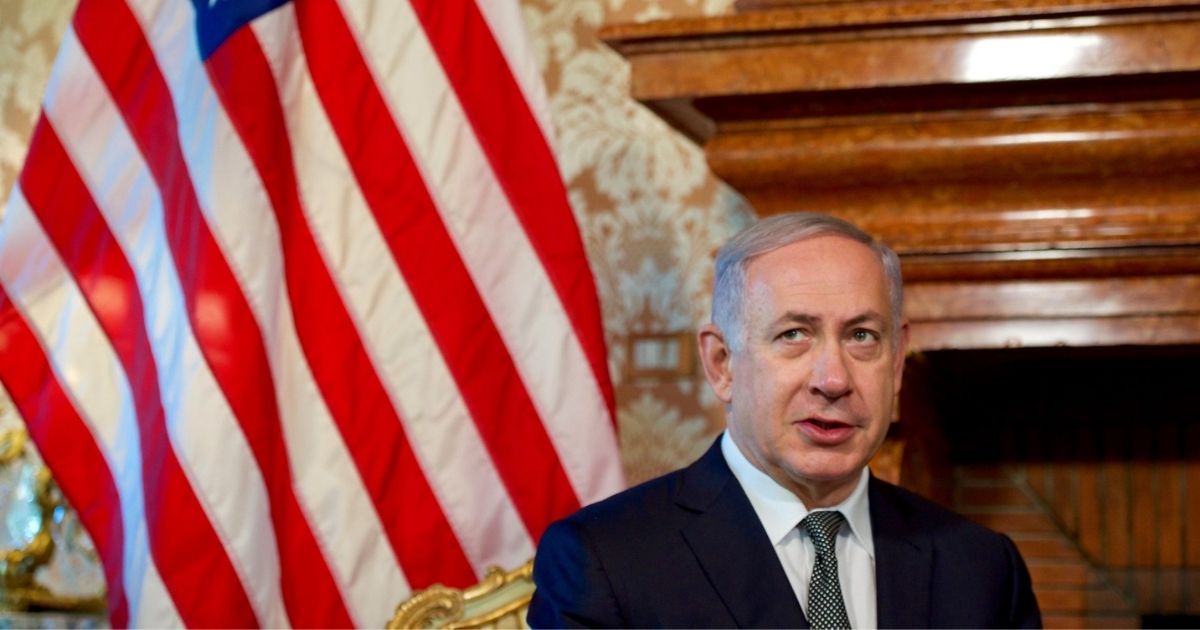 Israeli Prime Minister Benjamin Netanyahu addresses reporters on June 27, 2016, at Villa Taverna - the U.S. Ambassador's Residence in Rome, Italy - between a pair of bilateral meetings between him and U.S. Secretary of State John Kerry.