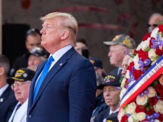 President Donald J. Trump honors those who made the greatest sacrifice during the 75th Commemoration of D-Day Thursday, June 6, 2019, at the Normandy American Cemetery in Normandy, France.