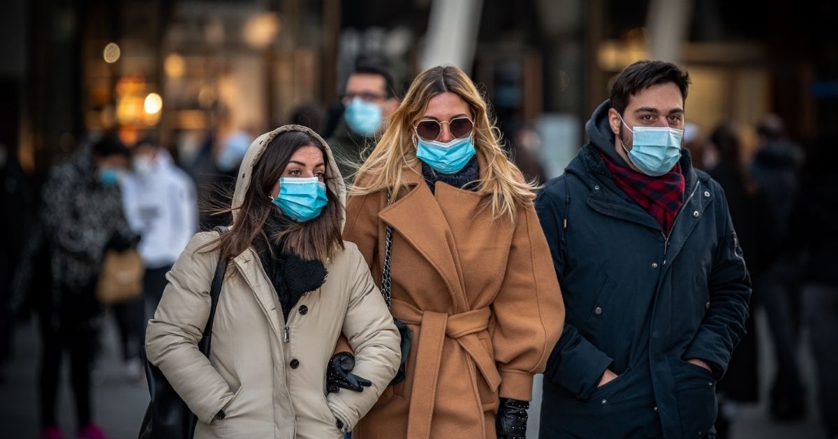 People out for a walk during the Covid 19 Pandemic in Milan