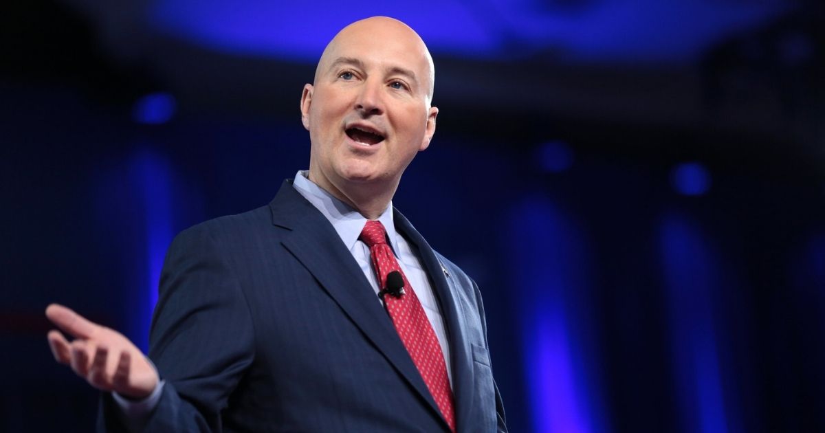 Governor Pete Ricketts of Nebraska speaking at the 2017 Conservative Political Action Conference (CPAC) in National Harbor, Maryland.