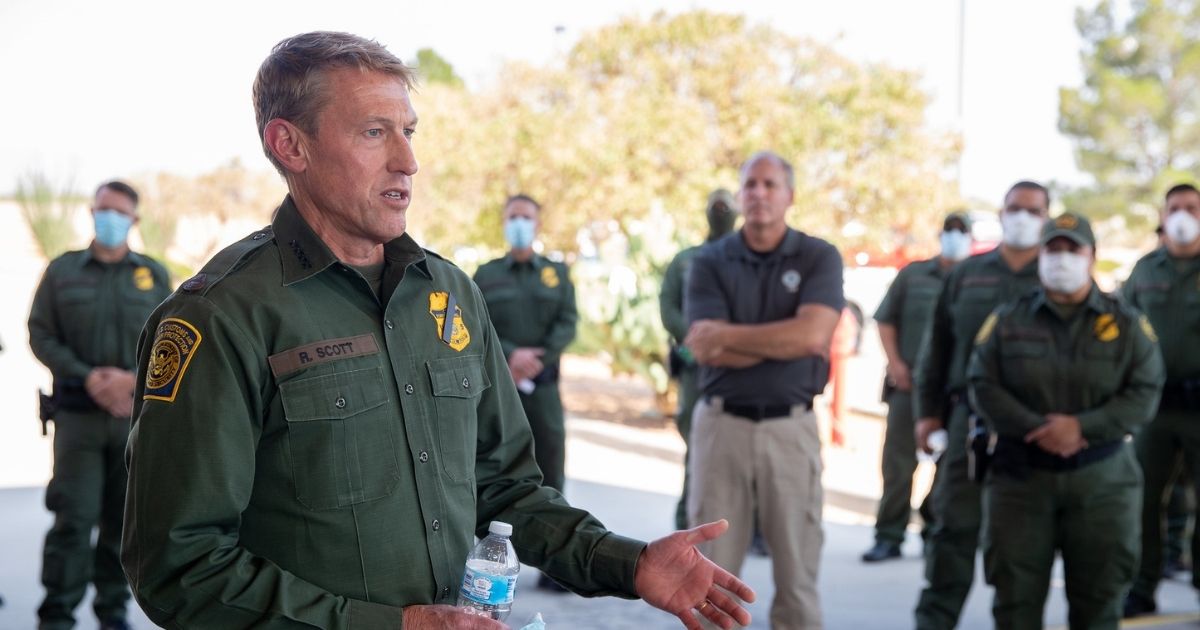 Chief of the U.S. Border Patrol Rodney S. Scott addresses border patrol agents as he visits the Santa Teresa Border Patrol Station in Santa Teresa, New Mexico, August 26, 2020. CBP Photo by Jerry Glaser