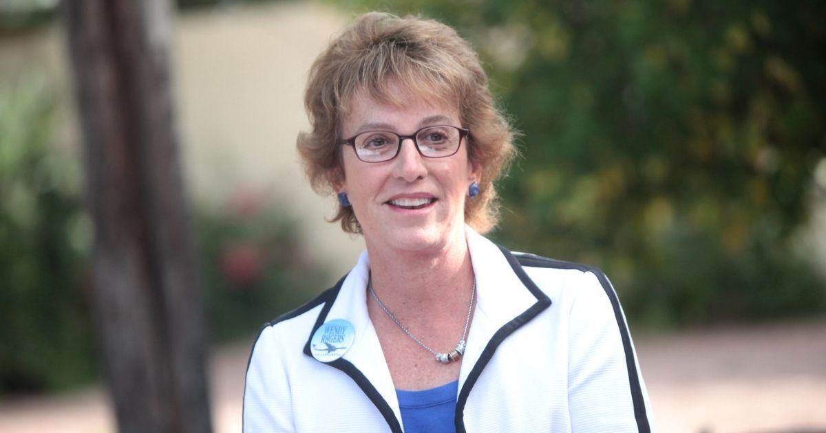 Wendy Rogers speaking at a women's breakfast hosted by Congresswoman Ann Wagner of Missouri in Scottsdale, Arizona.