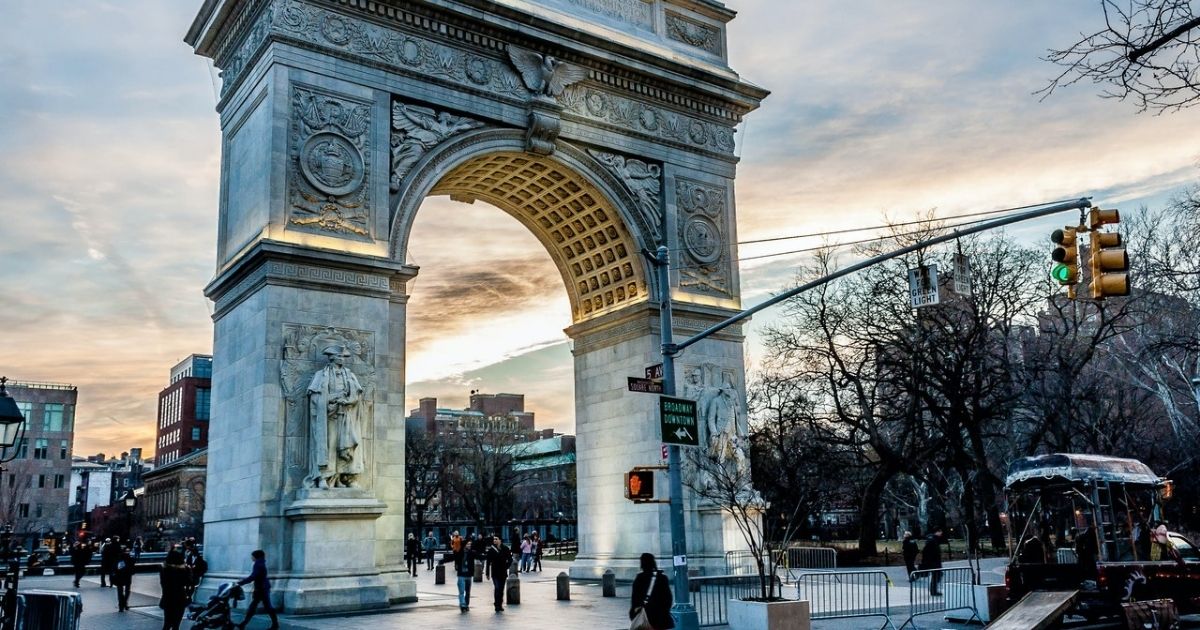 Washington Square Park at sunset