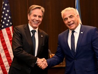 U.S. Secretary of State Antony Blinken meets with Israeli Opposition Leader, Yesh Atid Chairman Yair Lapid, in Jerusalem, May 25, 2021.