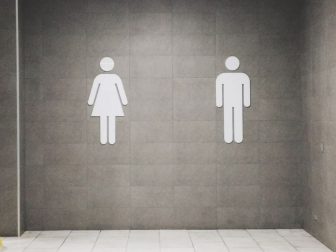 Public bathroom with men and women signs