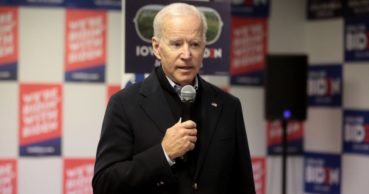 Former Vice President of the United States Joe Biden speaking with supporters at a phone bank at his presidential campaign office in Des Moines, Iowa