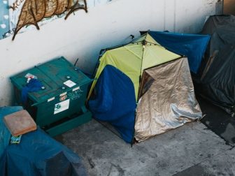 Tents in an alleyway