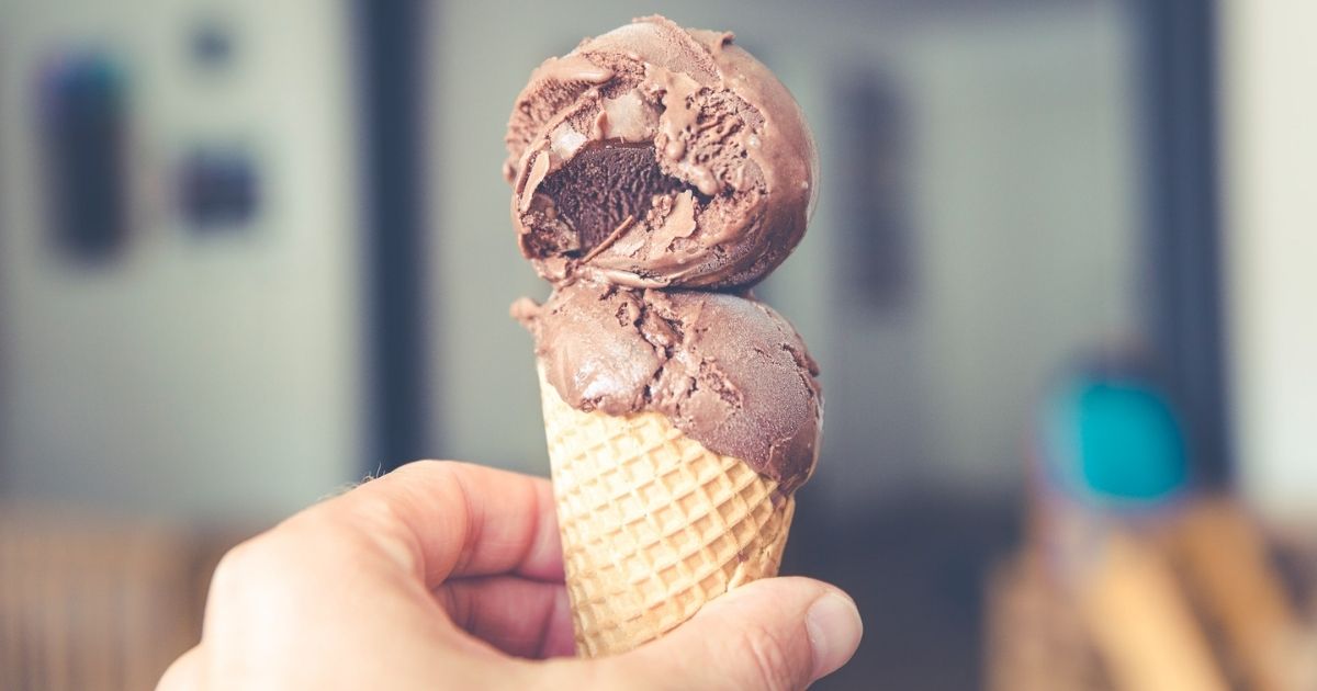 Ice cream cone with chocolate ice cream