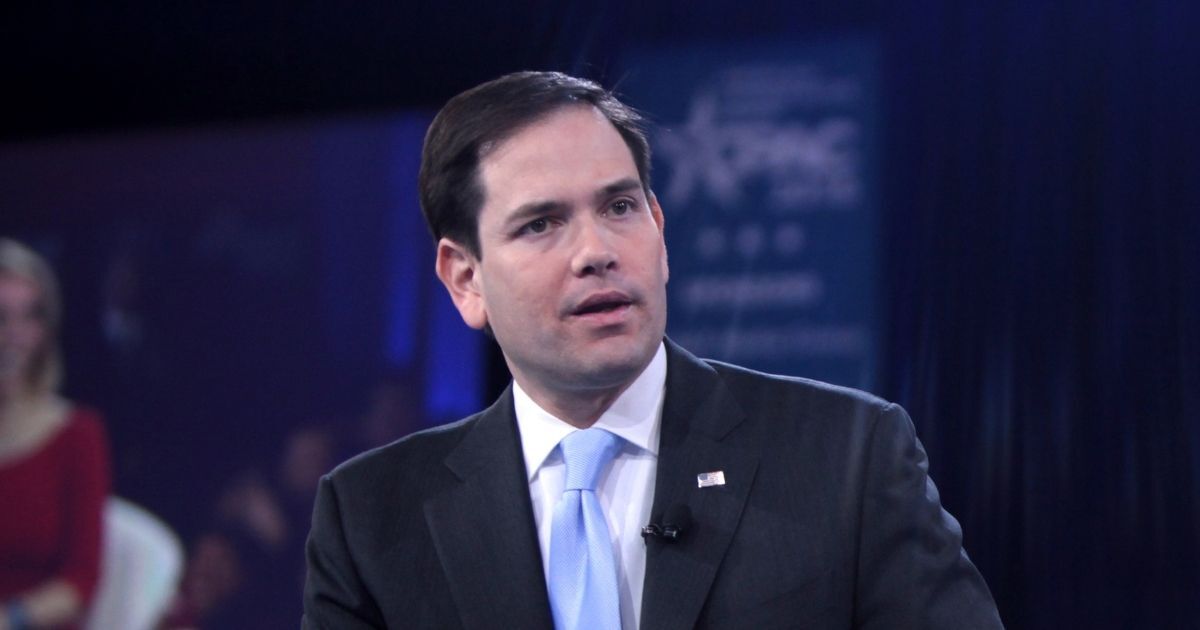 U.S. Senator Marco Rubio of Florida and Dana Bash speaking at the 2016 Conservative Political Action Conference (CPAC) in National Harbor, Maryland.