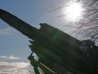 A missile is pictured above.