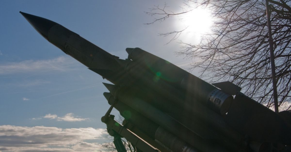 A missile is pictured above.