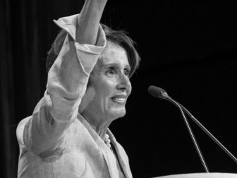 Nancy Pelosi waves to delegates before giving a speech at the California Democratic State Convention in 2014.