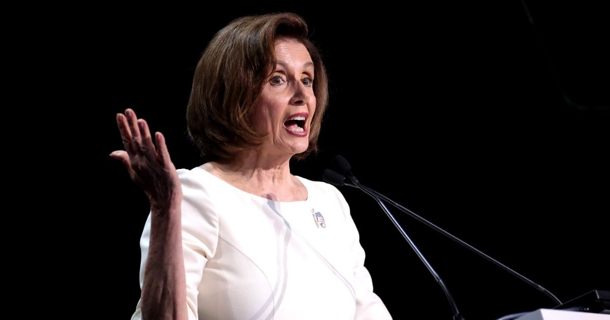 Speaker of the House Nancy Pelosi speaking with attendees at the 2019 California Democratic Party State Convention at the George R. Moscone Convention Center in San Francisco, California