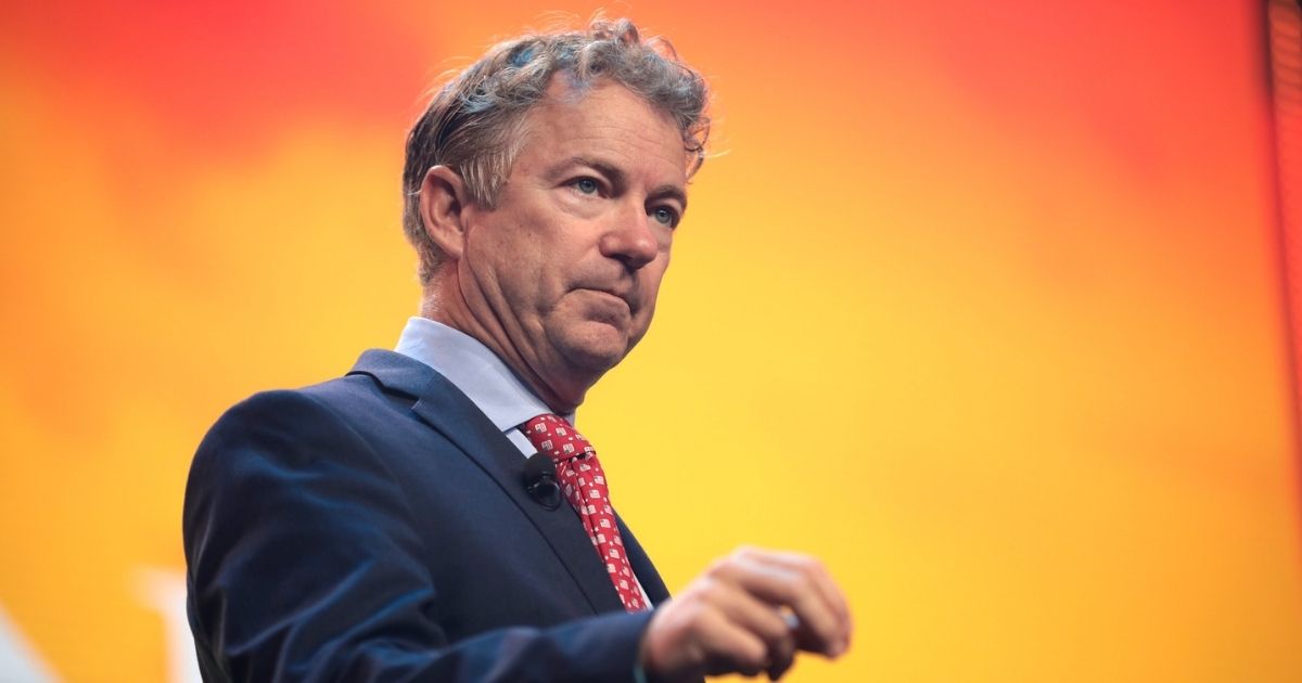 U.S. Senator Rand Paul speaking with attendees at the 2020 Student Action Summit hosted by Turning Point USA at the Palm Beach County Convention Center in West Palm Beach, Florida.