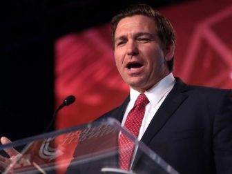 Governor-elect Ron DeSantis speaking with attendees at the 2018 Student Action Summit hosted by Turning Point USA at the Palm Beach County Convention Center in West Palm Beach, Florida.