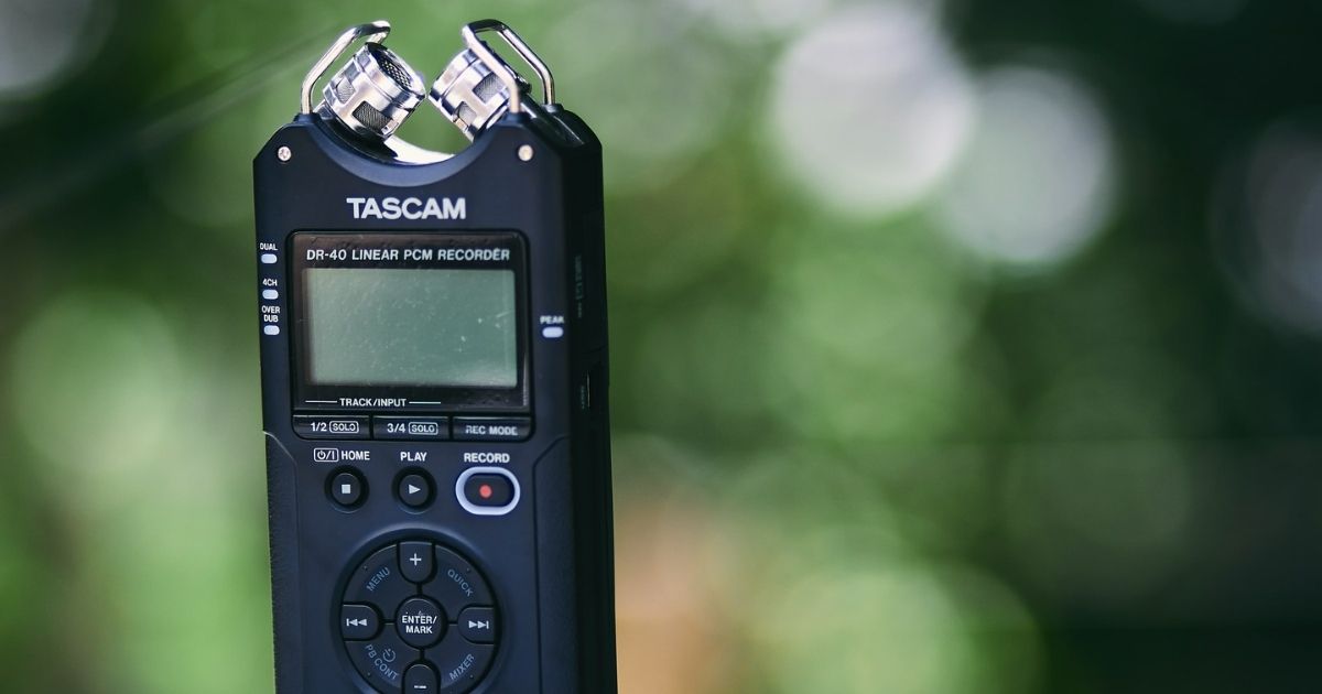 Tascam recording device with green background