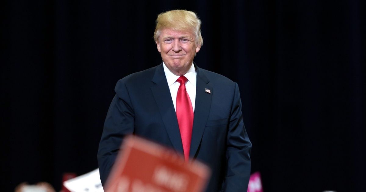 Donald Trump speaking with supporters at a campaign rally at the Phoenix Convention Center in Phoenix, Arizona.