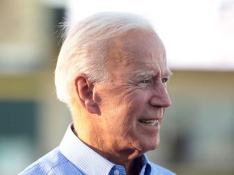 Former Vice President of the United States Joe Biden at the Fourth of July Iowa Cubs game at Principal Park in Des Moines, Iowa.