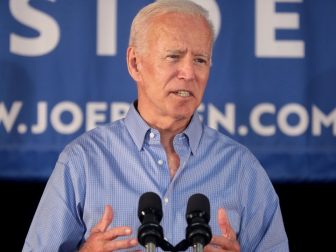 Former Vice President of the United States Joe Biden speaking with supporters at a community event at the Best Western Regency Inn in Marshalltown, Iowa.