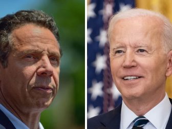 President Joe Biden, right, called for Democratic New York Gov. Andrew Cuomo, left, to resign.