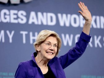 Elizabeth Warren speaks at the 2019 National Forum on Wages and Working People hosted by the Center for the American Progress Action Fund and the SEIU at the Enclave in Las Vegas.