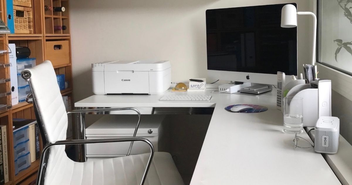 White printer in a home office