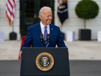 President Joe Biden delivers remarks to essential and frontline workers and military families attending the Fourth of July celebration, Sunday, July 4, 2021, on the South Lawn of the White House. (Official White House Photo by Katie Ricks)
