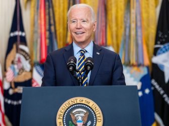 President Joe Biden delivers remarks on the drawdown of U.S. troops from Afghanistan, Thursday, July 8, 2021, in the East Room of the White House. (Official White House Photo by Adam Schultz)