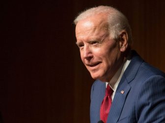 Then-Vice President Joe Biden speaks at the LBJ Presidential Library on Oct. 3, 2017.
