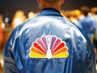 Old school NBC logo on a blue jacket