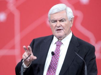 Former Speaker of the House Newt Gingrich of Georgia speaking at the 2015 Conservative Political Action Conference (CPAC) in National Harbor, Maryland.