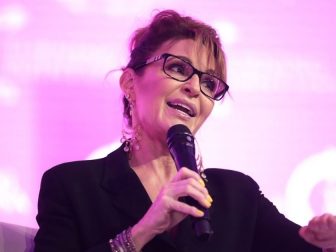 Former Republican Alaska Gov. Sarah Palin speaks at the 2021 Young Women's Leadership Summit hosted by Turning Point USA in Grapevine, Texas