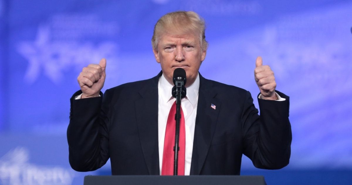 resident of the United States Donald Trump speaking at the 2017 Conservative Political Action Conference (CPAC) in National Harbor, Maryland.