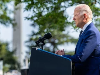 President Joe Biden delivers remarks at a Congressional Gold Medal bill signing event to honor U.S. Capitol police, Thursday, August 5, 2021, in the Rose Garden of the White House.