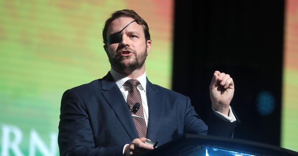 U.S. Congressman Dan Crenshaw speaking with attendees at the 2019 Student Action Summit hosted by Turning Point USA at the Palm Beach County Convention Center in West Palm Beach, Florida.