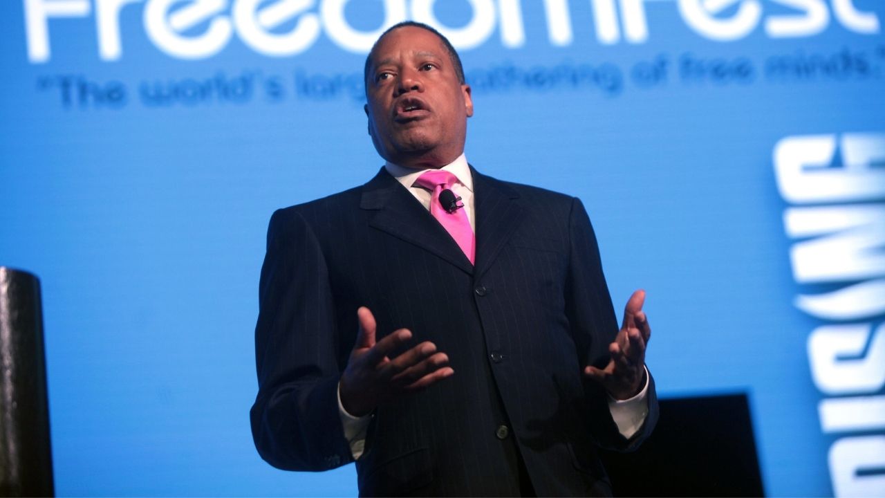 Larry Elder speaking at the 2016 FreedomFest at Planet Hollywood in Las Vegas, Nevada.