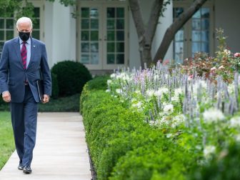 President Joe Biden walks through the Rose Garden of the White House, Tuesday, Aug. 3, 2021, on his way to deliver remarks on COVID-19. (Official White House Photo by Adam Schultz)