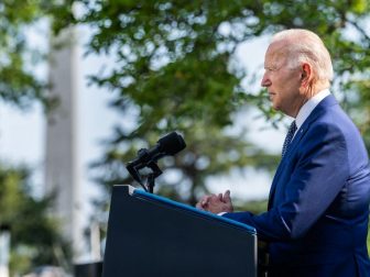 President Joe Biden delivers remarks at a Congressional Gold Medal bill signing event to honor U.S. Capitol police, Thursday, August 5, 2021, in the Rose Garden of the White House. (Official White House Photo by Adam Schultz)