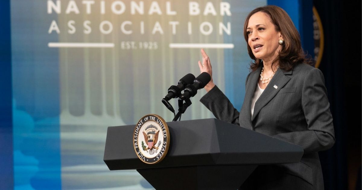 Vice President Kamala Harris delivers remarks virtually at the National Bar Association, Tuesday, July 27, 2021, in the South Court Auditorium in the Eisenhower Executive Office Building at the White House. (Official White House Photo by Lawrence Jackson)