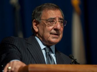 Secretary of Defense Leon E. Panetta addresses staff members at Walter Reed National Military Medical Center (WRNMMC) in Bethesda, Md., Dec. 4, 2012. Panetta thanked the more than 300 attendees for their efforts since Walter Reed Army Medical Center merged with the National Naval Medical Center in August 2011 to create WRNMMC. (DoD photo by Mass Communication Specialist 1st Class Chad J. McNeeley, U.S. Navy/Released)