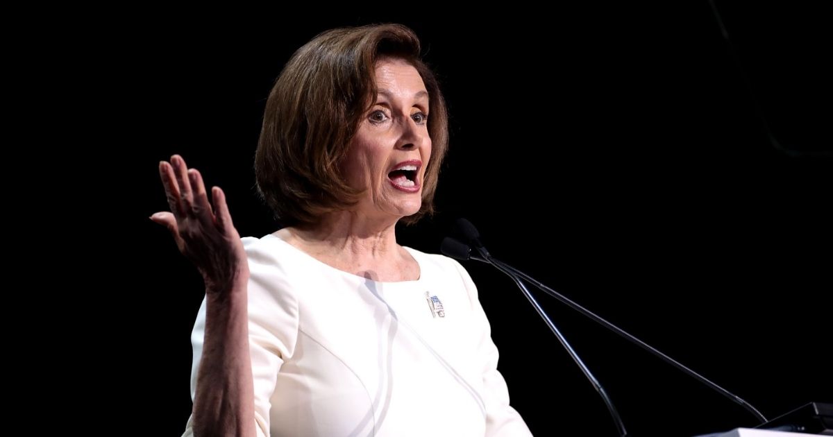 Speaker of the House Nancy Pelosi speaking with attendees at the 2019 California Democratic Party State Convention at the George R. Moscone Convention Center in San Francisco, California.