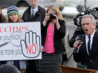 Robert Kennedy Jr. speaks at a 2019 rally in Olympia, Washington, in opposition of a bill that would remove parents’ ability to claim a philosophical exemption to opt their school-age children out of the combined measles, mumps and rubella vaccine.