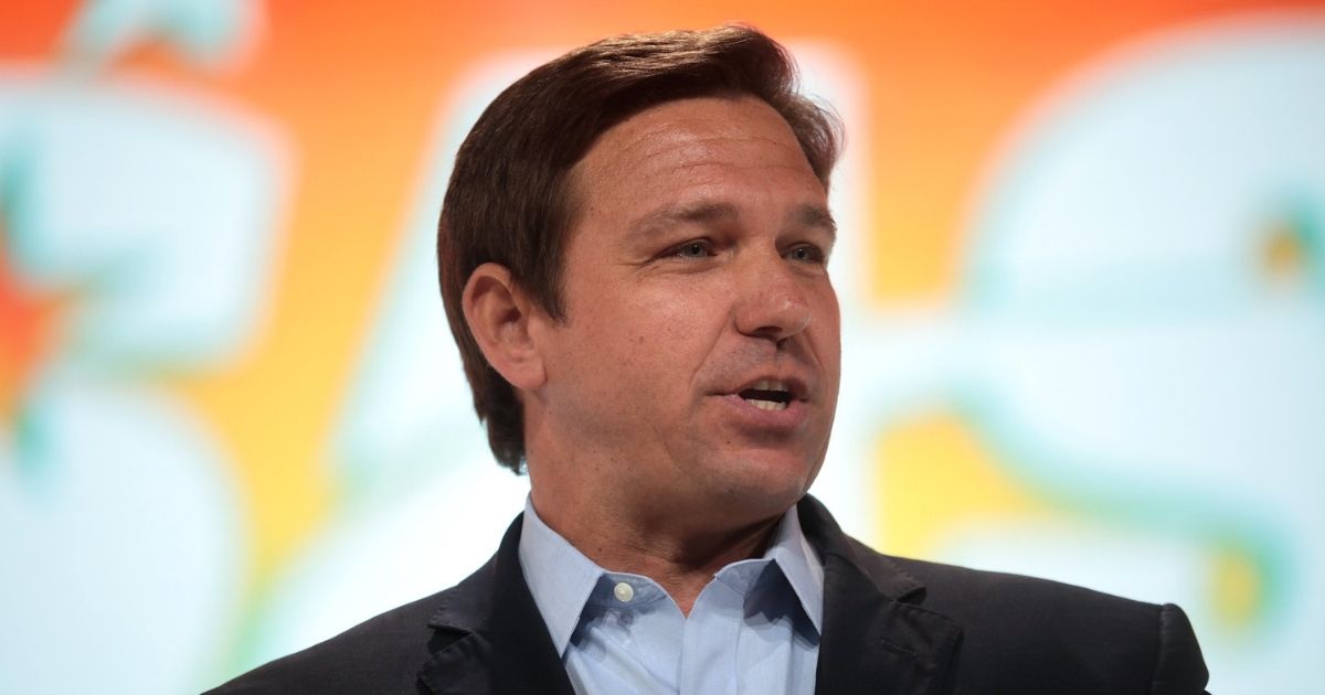 Governor Ron DeSantis speaking with attendees at the 2021 Student Action Summit hosted by Turning Point USA at the Tampa Convention Center in Tampa, Florida.