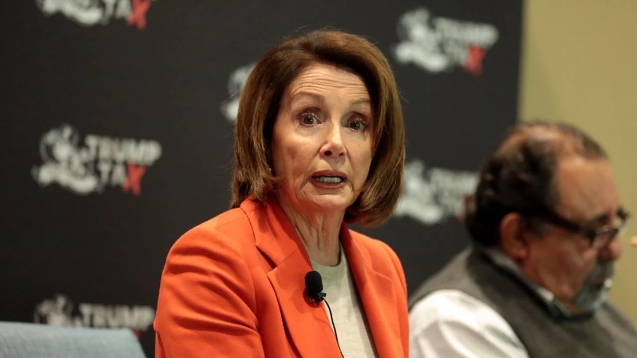 Minority Leader Nancy Pelosi speaking with attendees at a Trump Tax Town Hall hosted by Tax March at Events on Jackson in Phoenix, Arizona.